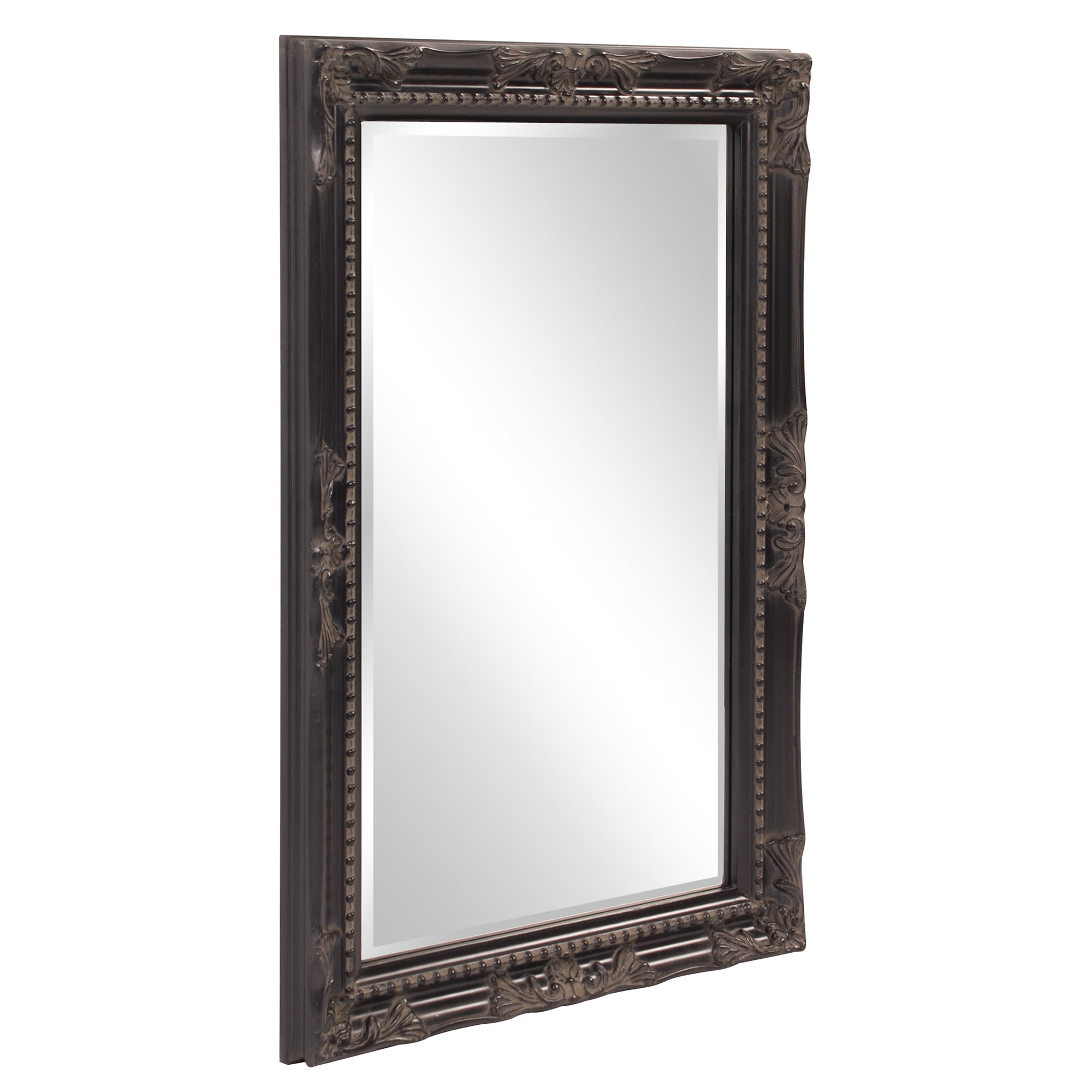 Tyler Dillon Black Rectangular Beaded Texture Wood Framed Wall Mirror - 36"H x 24"W