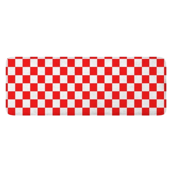Red and Black Checkered Pattern Kitchen Rug Mat,Kitchen Runner Rugs Non Skid Washable,Decorative Kitchen Floor Mats for Kitchen,Sink,Laundry,17"x47.2"