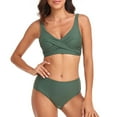 thumbnail image 5 of Pimfylm Womens High Waisted Bikini Set Two Piece Bathing Suit for Women Tummy Control Swimsuits(Green,XL), 5 of 9