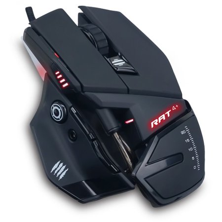 Mad Catz The Authentic R.A.T. 4+ Optical Gaming Mouse - PixArt PMW3330 - Cable - Black - 1 Pack - USB 2.0 - 7200 dpi - 9 Button(s) | Bundle of 10 Each