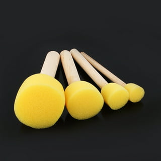 Uxcell 1.2 Paint Sponges for Painting, 40 Pack Round Painting Sponge Foam  Brush Wooden Handle, Yellow 