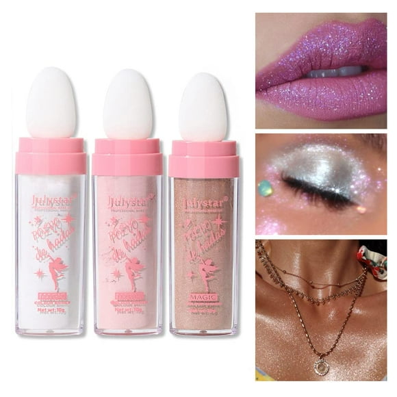 Hightlighter Stick Puff Fairy Stick Highlight Powder Glitter Loose Powder Brush Stick Contouring Powder Shimming Powder for Eyes, Face, Body Tiktok Makeup (SetA)