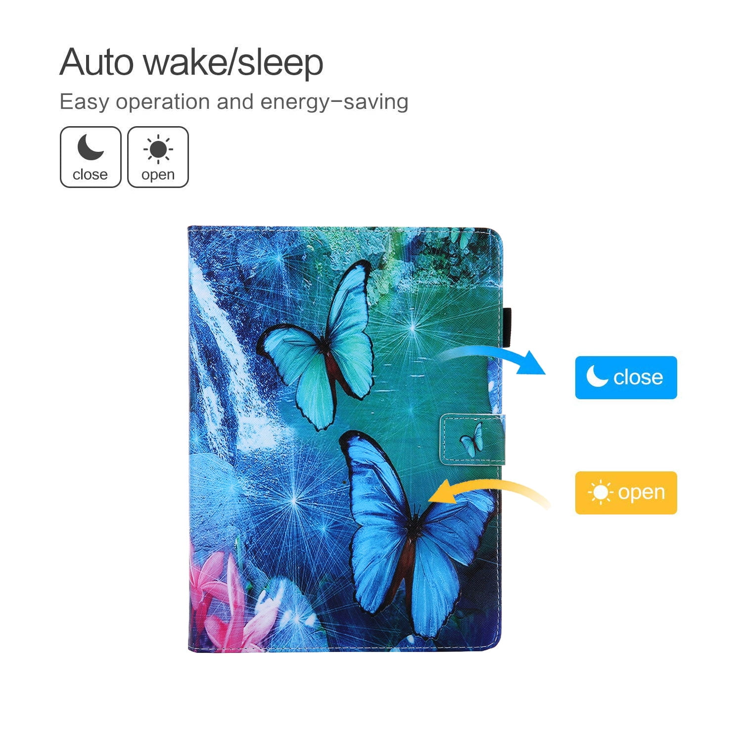 iPad 10.2 Case for iPad 8th 7th Gen 2020 2019, Allytech PU Leather Slim Fit Protection Smart Cover Auto Sleep Wake Pencil Holder Muilt Angle Stand Folio Flip Cover for Apple iPad 10.2",Blue Butterfly