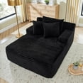 thumbnail image 2 of Yoneston Oversized Chair Chaise Lounge Indoor Cloud Floor Sofa Bed Comfy Upholstered Deep Seat Sleeper Reading Chair Couch with Cushions for Living Room, Bedroom, No Assembly, Black, 2 of 6