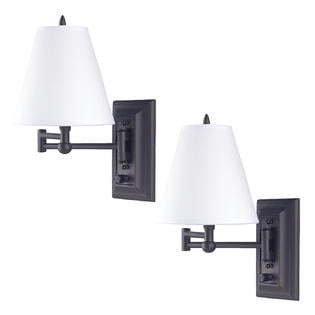 2 Pack Oil Rubbed Bronze Mount Swing Arm Reading Bedside Lamp Bedroom Light