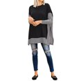 thumbnail image 5 of Women Stripes Print Colorblock Long Sleeves Crew Neck Side Split Shirt, 5 of 5