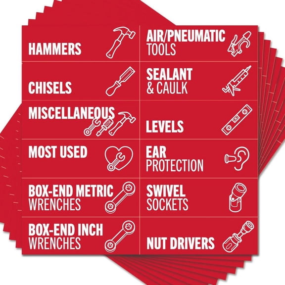 Toolbox Organization Magnetic Labels - 80 Large Tool Chest Organizer Labels