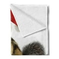 thumbnail image 2 of Christmas Soft Flannel Fleece Throw Blanket, Chipmunk in Red Santa Claus Hat and Bag with Surprise Xmas Presents, Cozy Plush for Indoor and Outdoor Use, 50" x 70", Pale Yellow White Red, by Ambesonne, 2 of 5