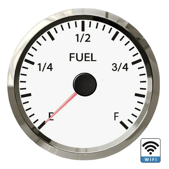 Wifi Fuel Level Gauge 52MM SUS316 Stainless Steel Bezel Oil Tank Meter 0-75ohm 10-180ohm 240-33ohm White LED Marine Boat Car ,Easy to Install