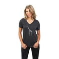 thumbnail image 2 of Thread Tank Floral Giraffe Women's Relaxed V-Neck T-Shirt Tee Charcoal X-Large, 2 of 4