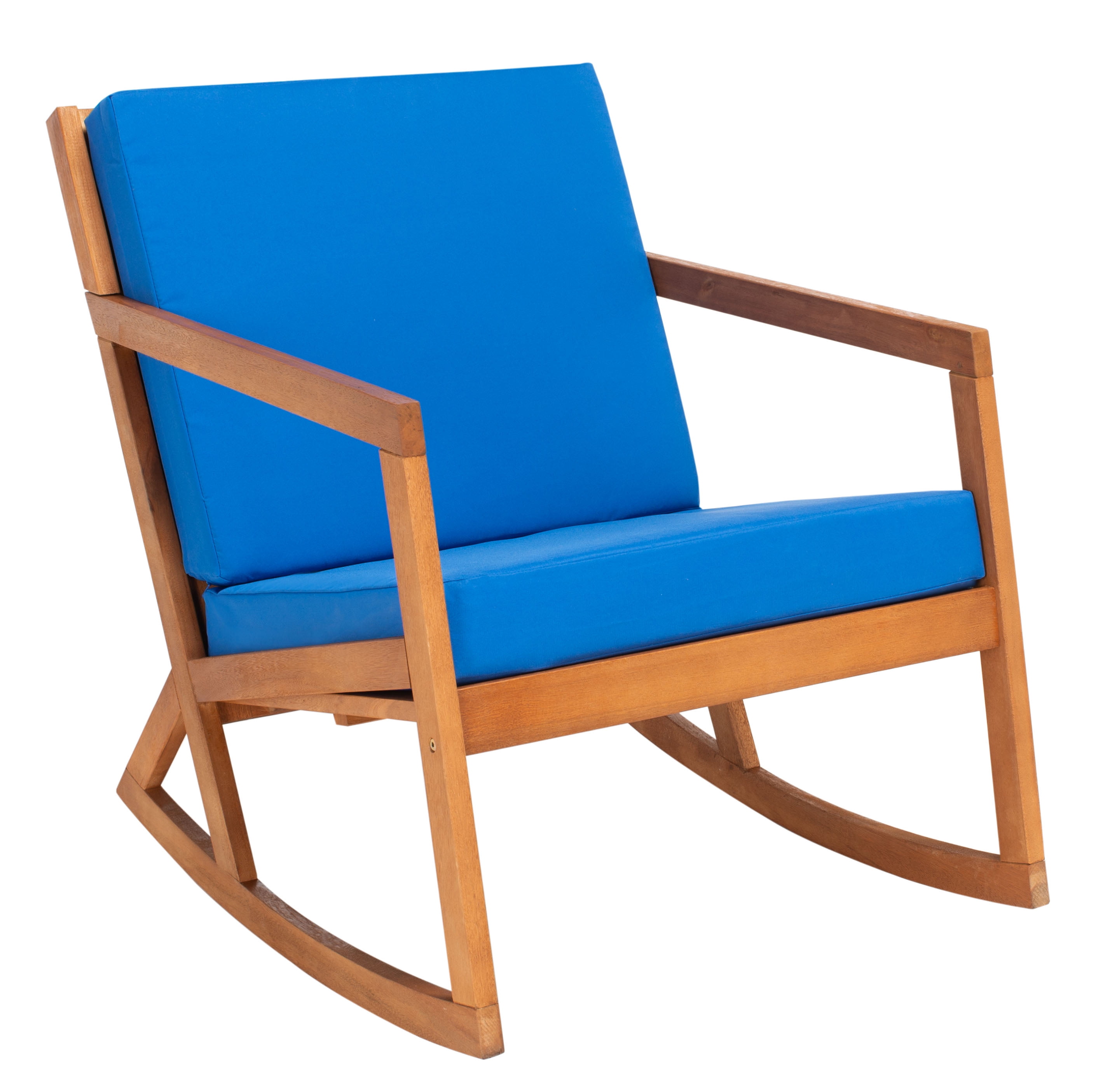 SAFAVIEH Vernon Outdoor Patio Rocking Chair, Natural/Royal Blue