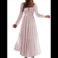 thumbnail image 2 of Vestido Bohemio Informal para Mujer, Estilo Resort, con Escote en U, Mangas Abullonadas y Corte A Rosa S, 2 of 9