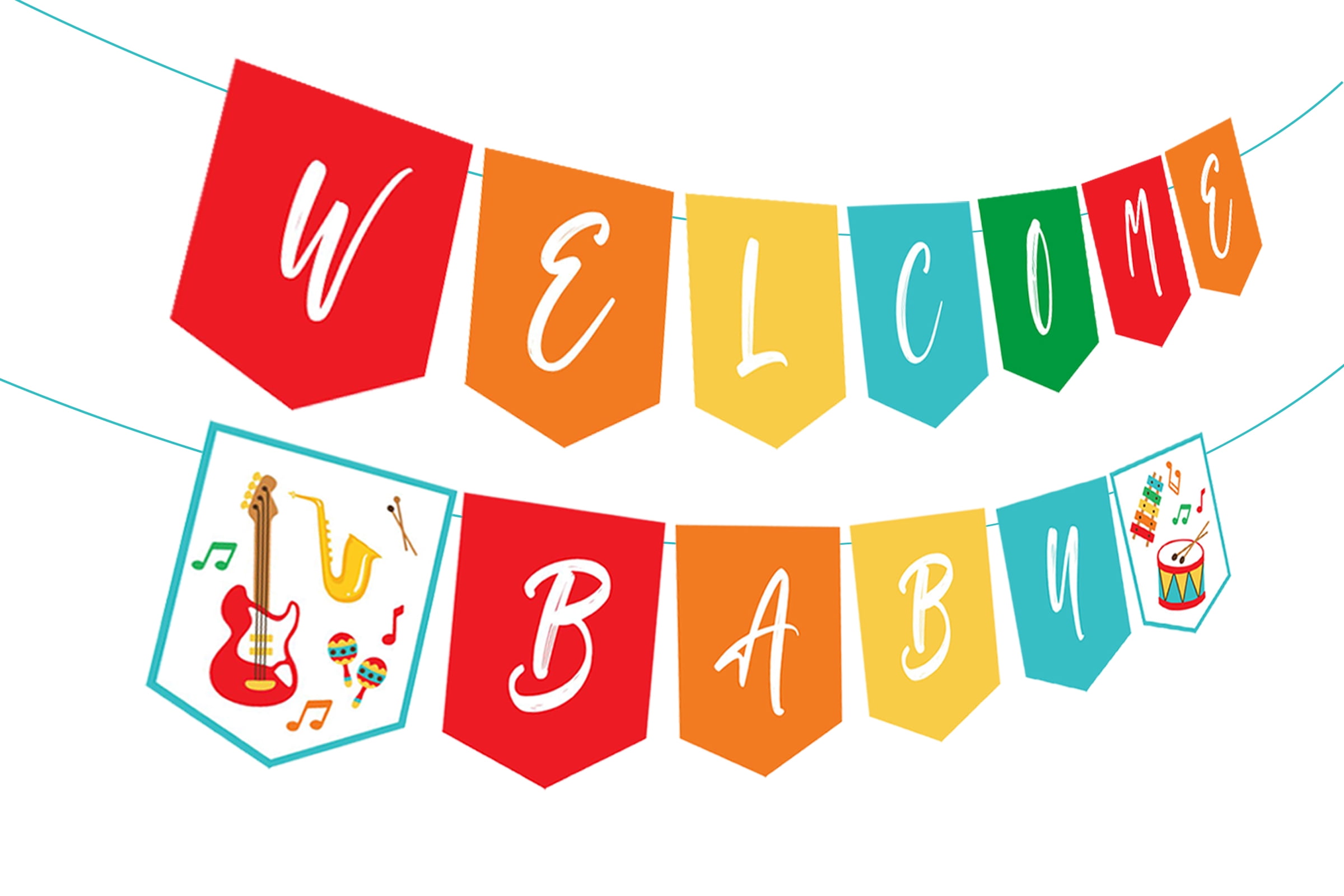 music-themed-baby-shower-party-decorations-colorful-welcome-baby