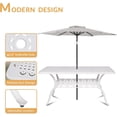 thumbnail image 3 of 7-Piece Outdoor Patio Dining Set, 60" Rectangular Cast Aluminum Dining Table with Umbrella Hole and 6 Outdoor Dining Chairs, Patio Funiture Set for Backyard, Patio, Garden, White, 3 of 7