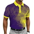 thumbnail image 2 of Men's Golf Shirts Men's Graphic Tees Geometry Printed Golf T-Shirt Button Turndown Collar Blouse Shirt Purple M, 2 of 5