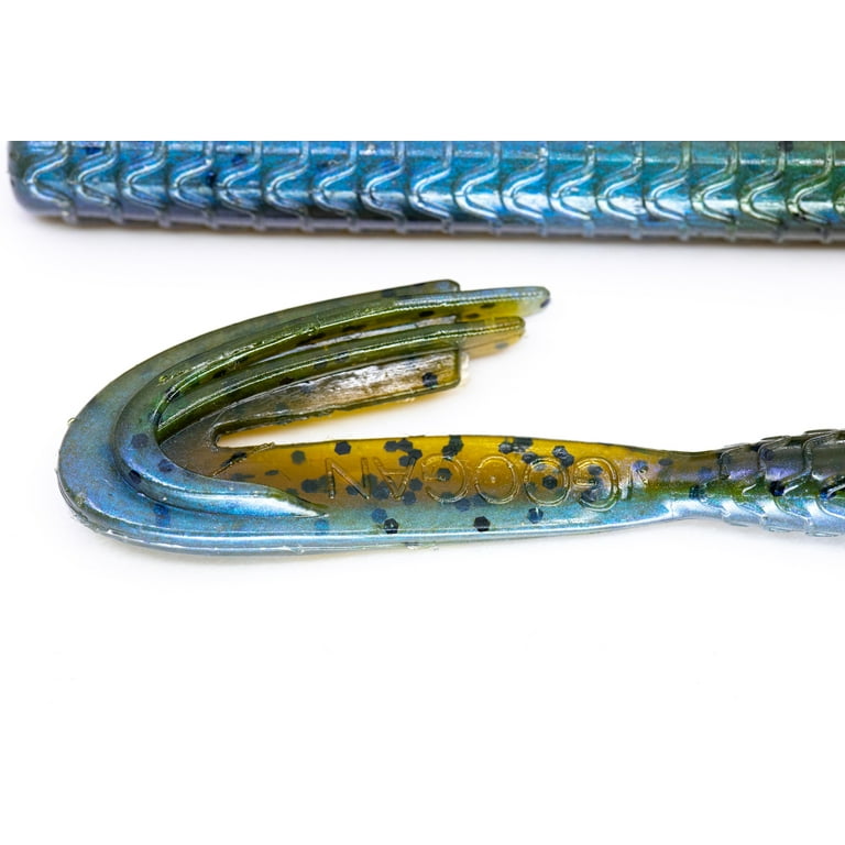 Leurre Googan Baits Blazin Worm 6" Noir/bleu - 8 Pièces - Pêche Bass Eau Douce - NEUF