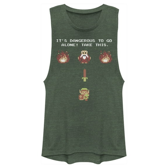 Junior's Nintendo Legend of Zelda Take This  Festival Muscle Graphic Tee Pine Green Heather X Small