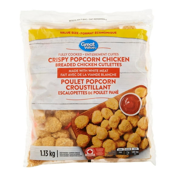 Poulet popcorn croustillant Great Value 1.13 g