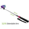 Extendable Self Portrait Selfie Handheld Monopod with Aux Cable for Smartphones, Pink