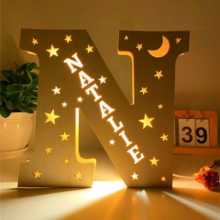 

Wooden Alphabet Lamp with Name | Custom Kids Night Light Room Decor | Name Light Up Letters | Birthday Gift
