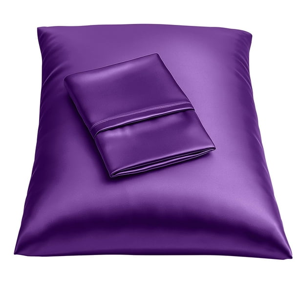 Funda de almohada BLISSFORD de satén morado para el cuidado del cabello y la piel, paquete de 2