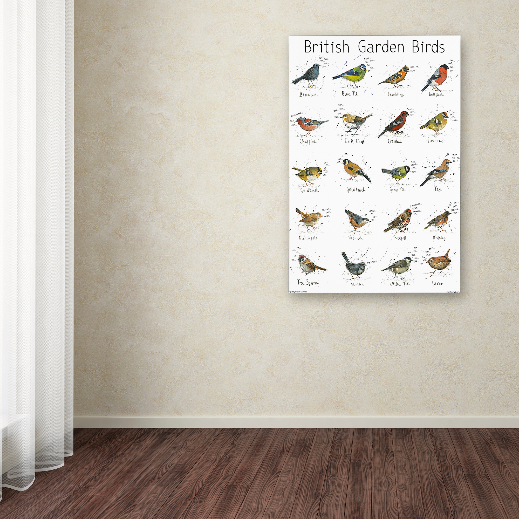 Trademark Fine Art 'Garden Bird Print' Canvas Art by Michelle Campbell