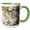 Green/White, variant on 3drose, Medieval Colorful Geographical Map of Earth, Two Hemispheres, Gift, 11oz Two-tone Yellow Mug