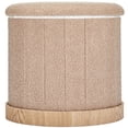 thumbnail image 5 of Aria Home Teddy Fabric Folding Storage Ottoman Cylinder Footstool Seating Pouf, Taupe, 5 of 8