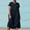 Dark Blue, variant on ZZwxWA Womens Cotton Linen Short Sleeve Crew Neck Flowy Midi Dress Summer Loose Fit Casual A Line Button Down Beach Dresses