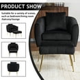 thumbnail image 3 of Ktaxon Accent Arm Chair with Ottoman Stool, Velvet Upholstered Club Chair with Lumber Pillow and Footrest Pumpkin Shape Sofa Black, 3 of 8