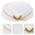 thumbnail image 2 of EeaseMX Sombrero de azafata de aerolínea Sombrero de actuación de escenario Sombrero de asistente de vuelo Gorra de azafata Accesorios de cosplay Beige, 2 of 8
