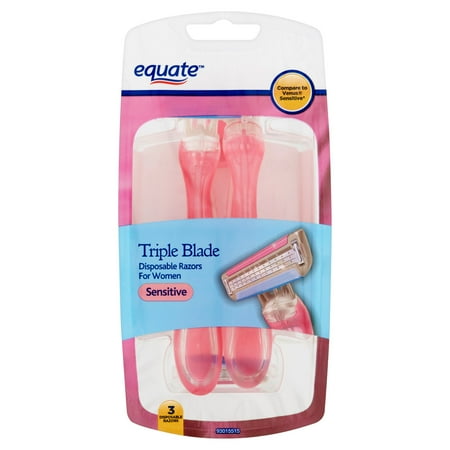 Equate Women's 3-Blade Disposable Razors, Sensitive, 3 Ct