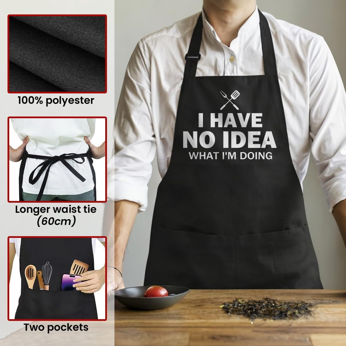 Funny Apron for Dad - Birthday Father’s Day Cooking Grilling Gifts for Mens
