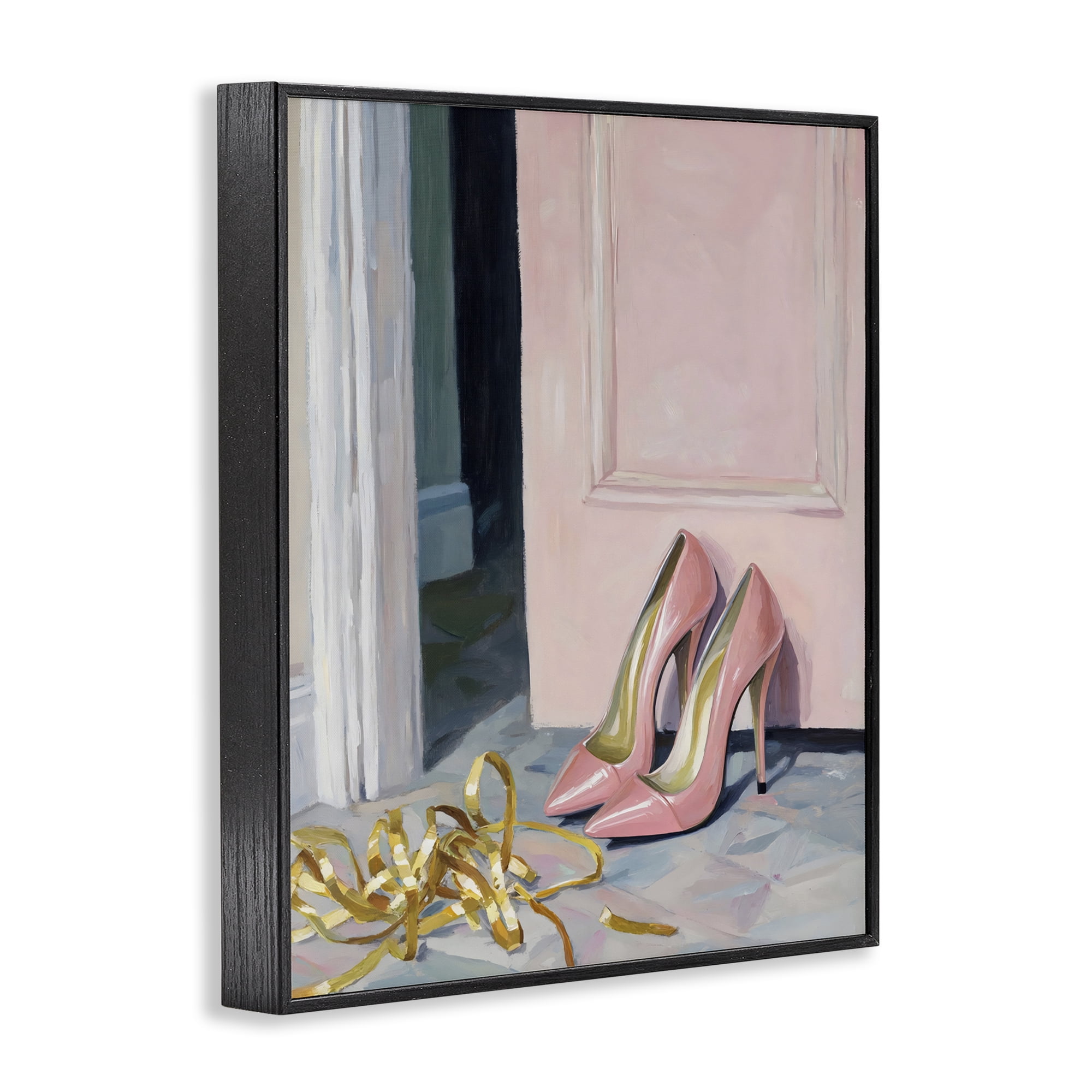 Stupell Industries Pink High Heels & Tinsel Black Framed Giclee Art, design by The Prints Vibe