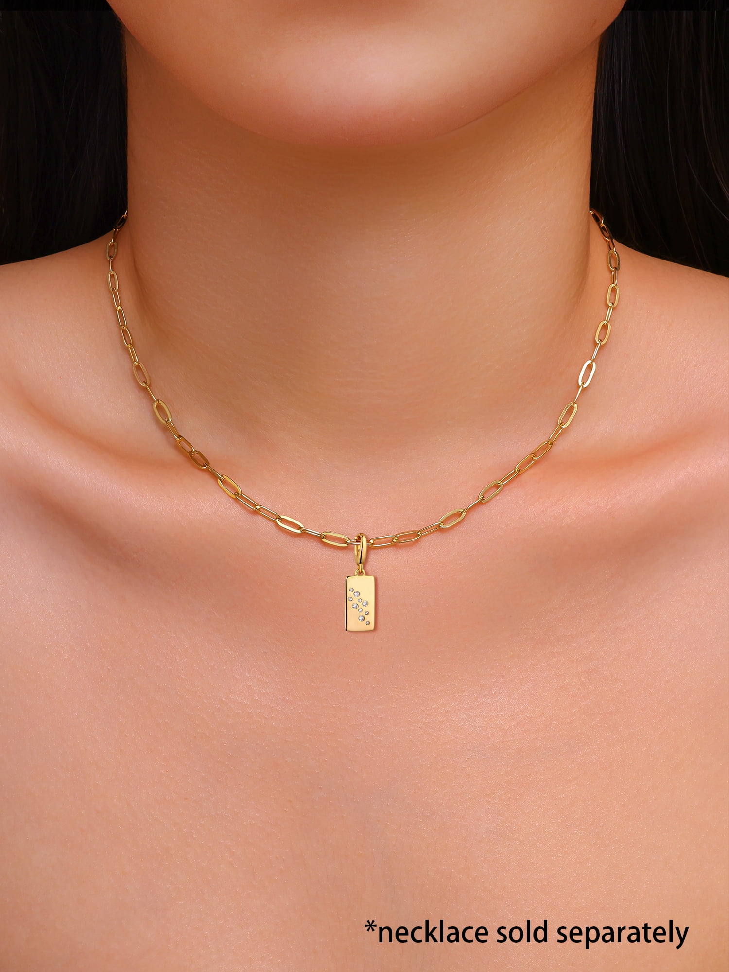 Brilliance Fine Jewelry Simulated Diamonds Rectangle Charm in 14KT Gold Plated Sterling Silver