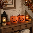 thumbnail image 7 of Halloween Pumpkin Candy Bucket Trick Or Treat Pail with Portable Handle Durable Orange Plastic Jack O Lantern Storage for Student Party Favors Halloween Season Home Decor 1 Pack, 7 of 7