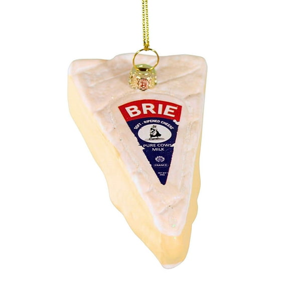 Cody Foster Brie Cheese Wedge - 1 Glass Ornament 3.25 Inch, Glass - Ornament Appetizer Snack Dairy GO9122