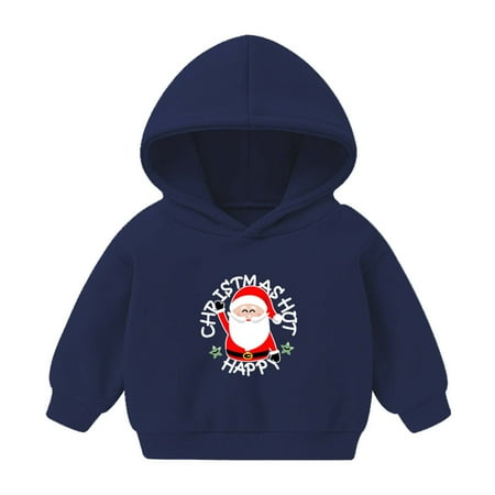 

QIPOPIQ Coats for Girls Clearance Toddler Baby Boys Girls Autumn and Winter Christmas Cartoon Printed Hooded Pullover Sweater top