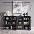 thumbnail image 3 of Glass Arched Door Sideboard Buffet Cabinet, Accent Cabinet with Adjustable Shelf, Wood Modular Credenza Storage Cabinet for Dining Room, Living Room, Entryway, Black, 3 of 8