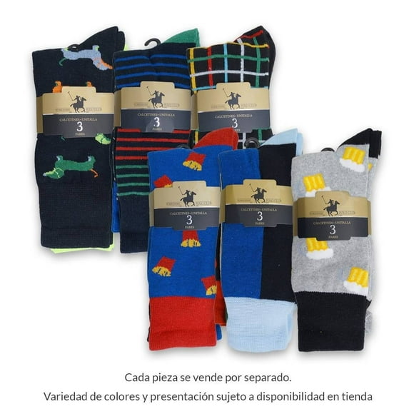 Calcetines Polo Club para Hombre, de Vestir Multicolor 3 Pares Unitalla