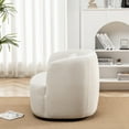 thumbnail image 3 of Beige Bouclé Swivel Barrel Accent Chair with Pillow, Modern Upholstered Armchair, 3 of 10