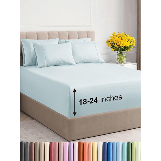Juego de sábanas CGK Unlimited Extra Deep Queen Ice Blue, 6 piezas