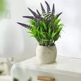 thumbnail image 4 of Neorosiri Elegant Simulated Bonsai Decorative Ornament for Home and Office - Soft Green Grass and Amethyst Spike Design in Stylish Dotted Vase, 4 of 6