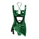 thumbnail image 3 of Gibobby Trajes de Natación para Mujer 2024 Traje de baño metálico de 2 piezas para mujer, conjunto de bikini con cordón triangular y falda de playa(Verde,CH), 3 of 5