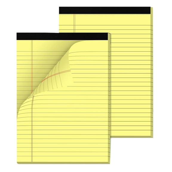 Aixiny 2 Pack of Yellow Legal Pad Writing Pads 8.5" x 11", College Ruled, 50 Sheets