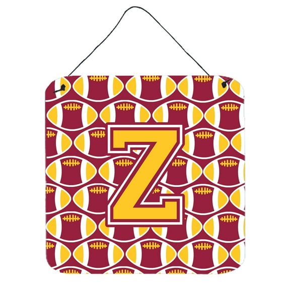 Letter Z Football Maroon and Gold Wall or Door Hanging Prints