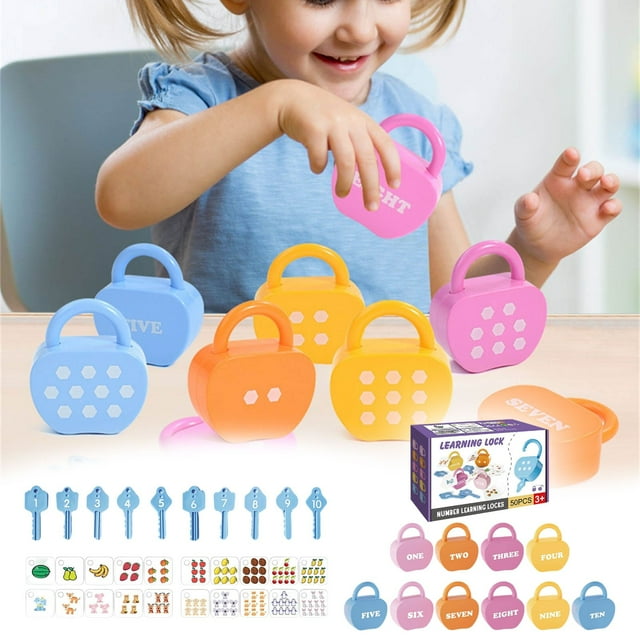 Creatine Early Education Toys For Toddlers Shape Lock And Key Game Alphabet Number Matching Fine Motor Skills Learning Toy For Babies Kids