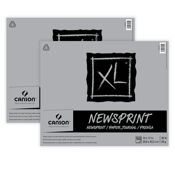 Canson XL Series Newsprint Pad, Tape Binding, 100 Sheet, 14x17 inch, Pack of 2
