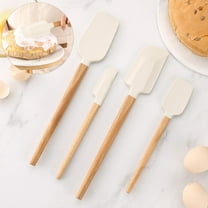 Ludlz Silicone Spatula Wooden Handle Heat Resistant Food Grade BPA Free Dishwasher Safe Baking Non-scratch Flexible Scraper Baking Spatula Kitchen Gadgets