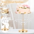 thumbnail image 2 of Crystal Gold Cake Stand with Elegant Pendant -Round Metal Dessert Cake Holders, Cupcake Stand for Birthday, Anniversary, Baby Shower Party, Christmas Gifts, 2 of 7